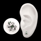 Frog with Prong Set CZ Gem Flatback Stud Earring / Nosering - CZ in Titanium