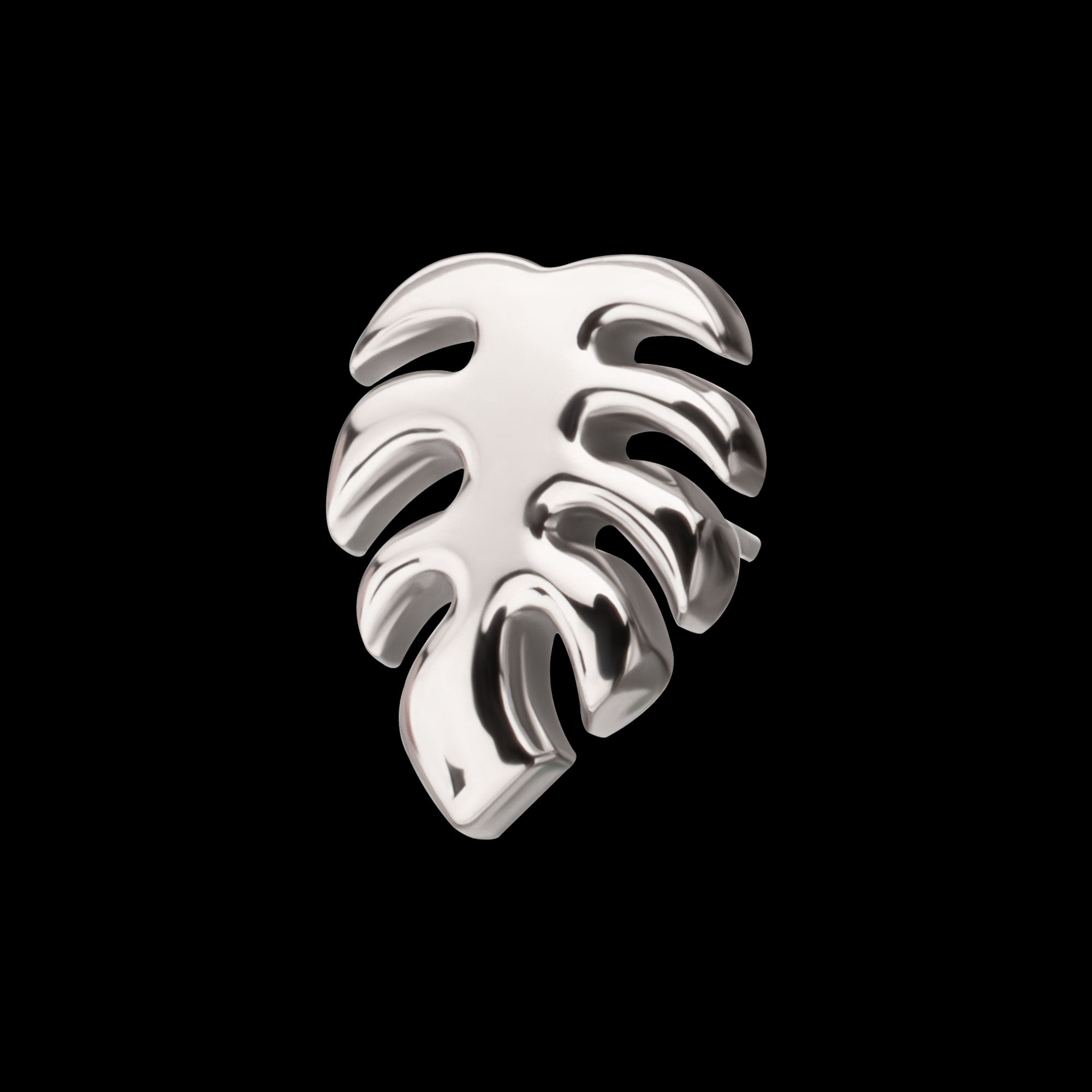 Monstera Leaf Flatback Stud Earring / Nosering - Titanium