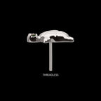 Turtle with Prong Set CZ Gem Eyes Flatback Stud Earring / Nosering - CZ in Titanium