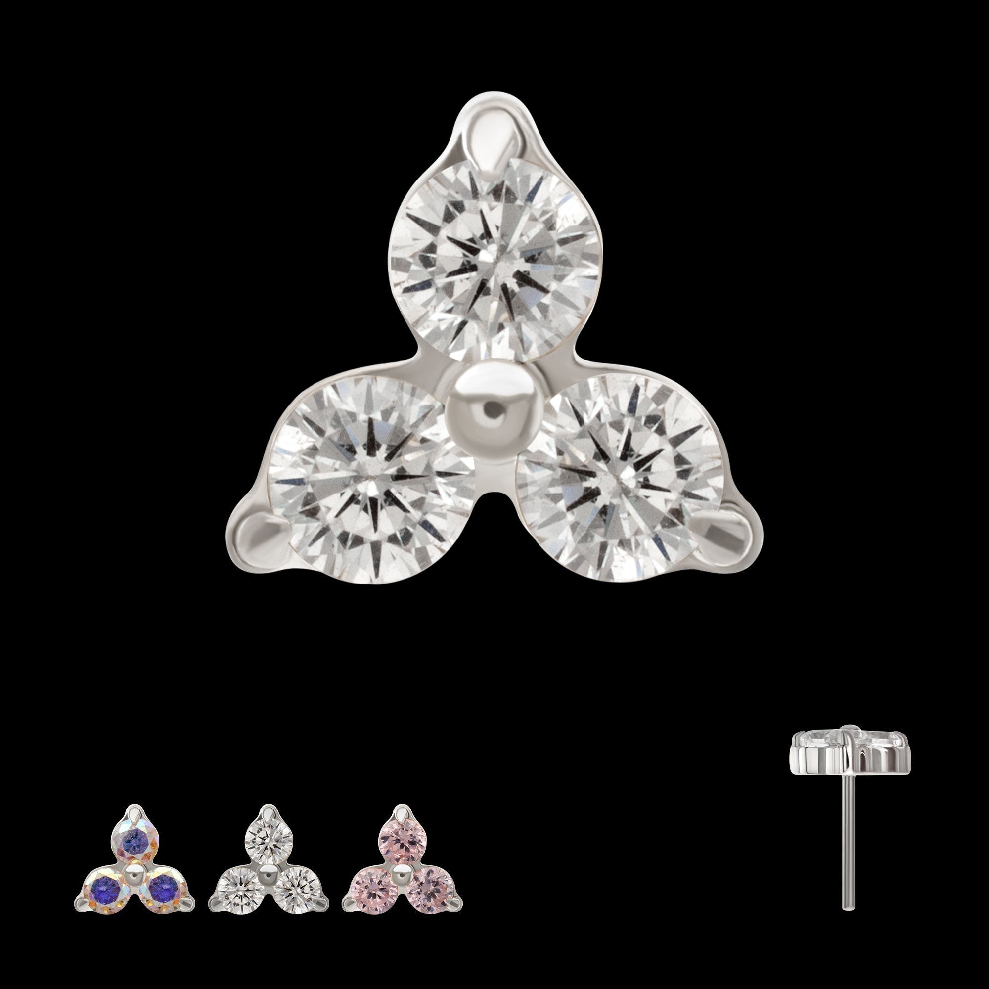 Refined Trinity Threadless Earring / Nosering – Titanium