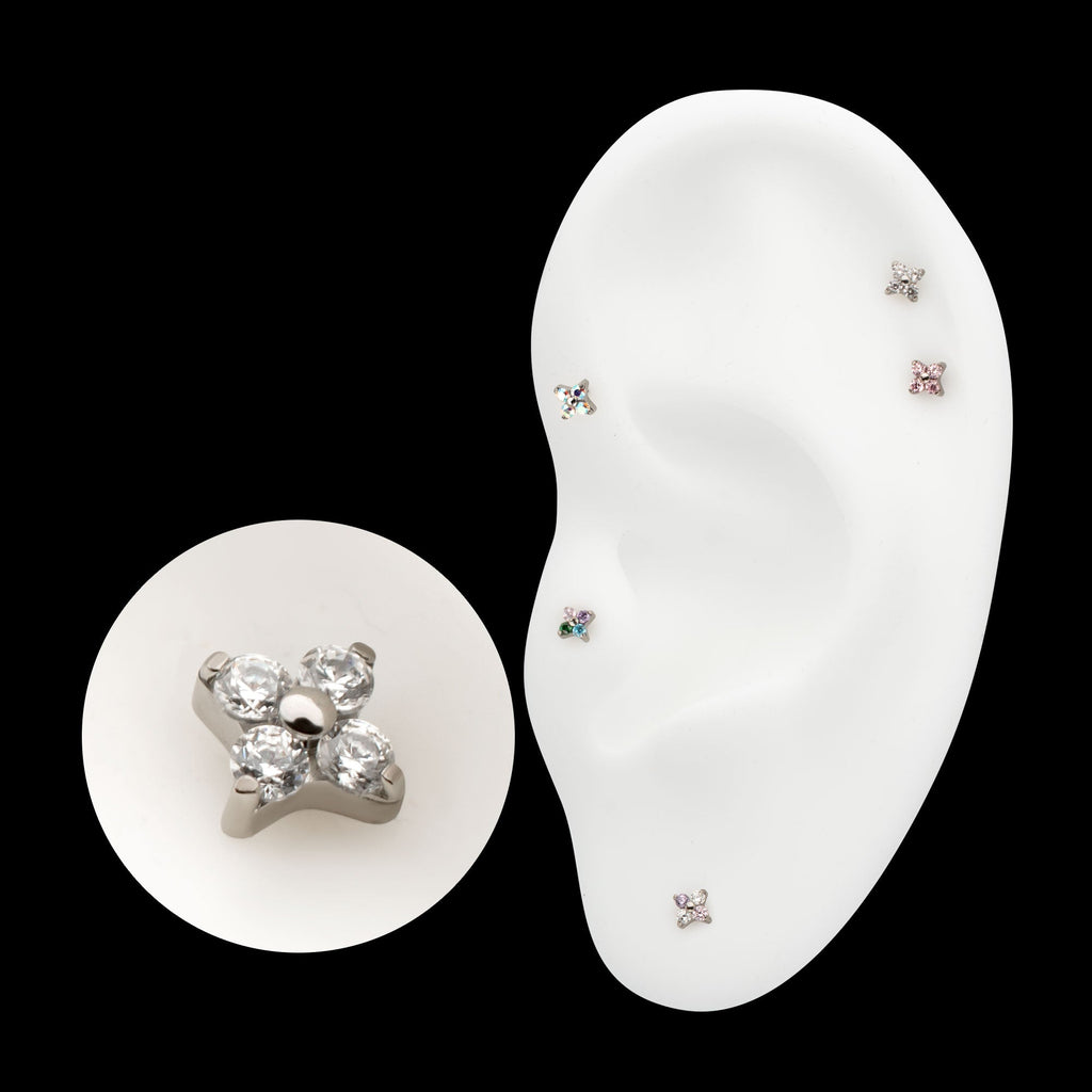 Quadra Low-Profile Threadless Earring / Nosering – Titanium