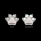 Prong Set CZ 4-Cluster Paw Flatback Stud Earring / Nosering - CZ in Titanium