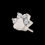 Prong Set CZ 4-Cluster Paw Flatback Stud Earring / Nosering - CZ in Titanium