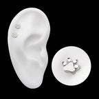 Prong Set CZ 4-Cluster Paw Flatback Stud Earring / Nosering - CZ in Titanium