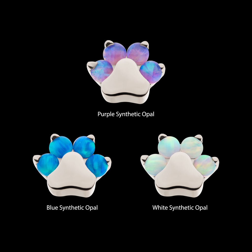 Prong Set Opal 4-Cluster Paw Flatback Stud Earring / Nosering - Opal in Titanium