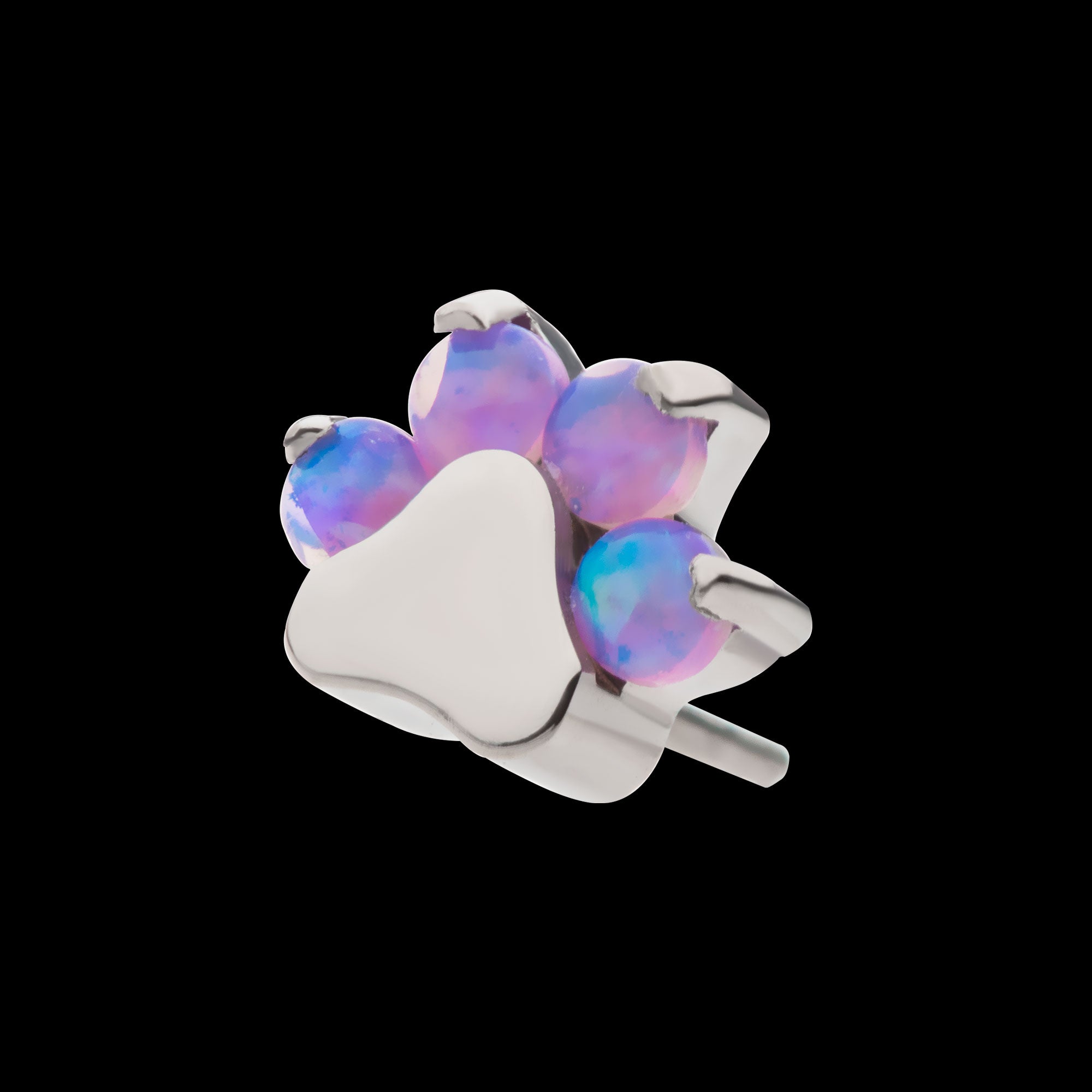 Prong Set Opal 4-Cluster Paw Flatback Stud Earring / Nosering - Opal in Titanium