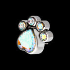 Bezel Heart & Round CZ Paw Flatback Stud Earring / Nosering - CZ in Titanium