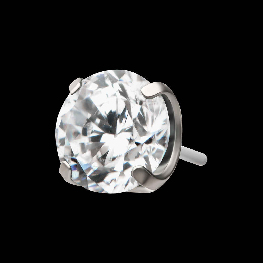 Low Profile 4 Prong Round Gem Flatback Stud Earring / Nosering - Gem in Titanium
