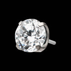 Low Profile 4 Prong Round Gem Flatback Stud Earring / Nosering - Gem in Titanium
