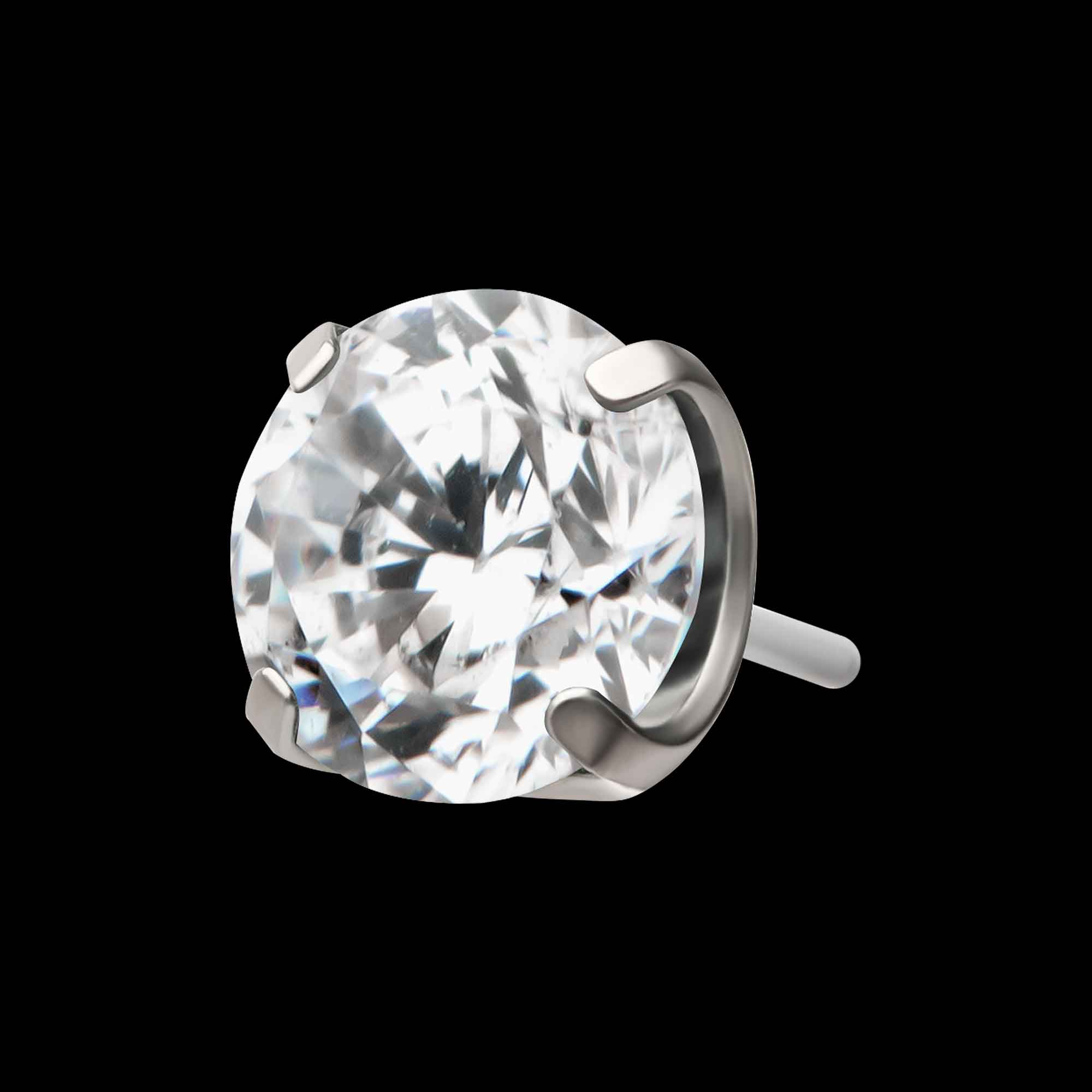 Low Profile 4 Prong Round Gem Flatback Stud Earring / Nosering - Gem in Titanium