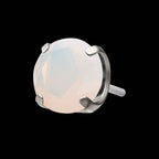 Low Profile 4 Prong Round Opalite Gem Flatback Stud Earring / Nosering - Opal in Titanium
