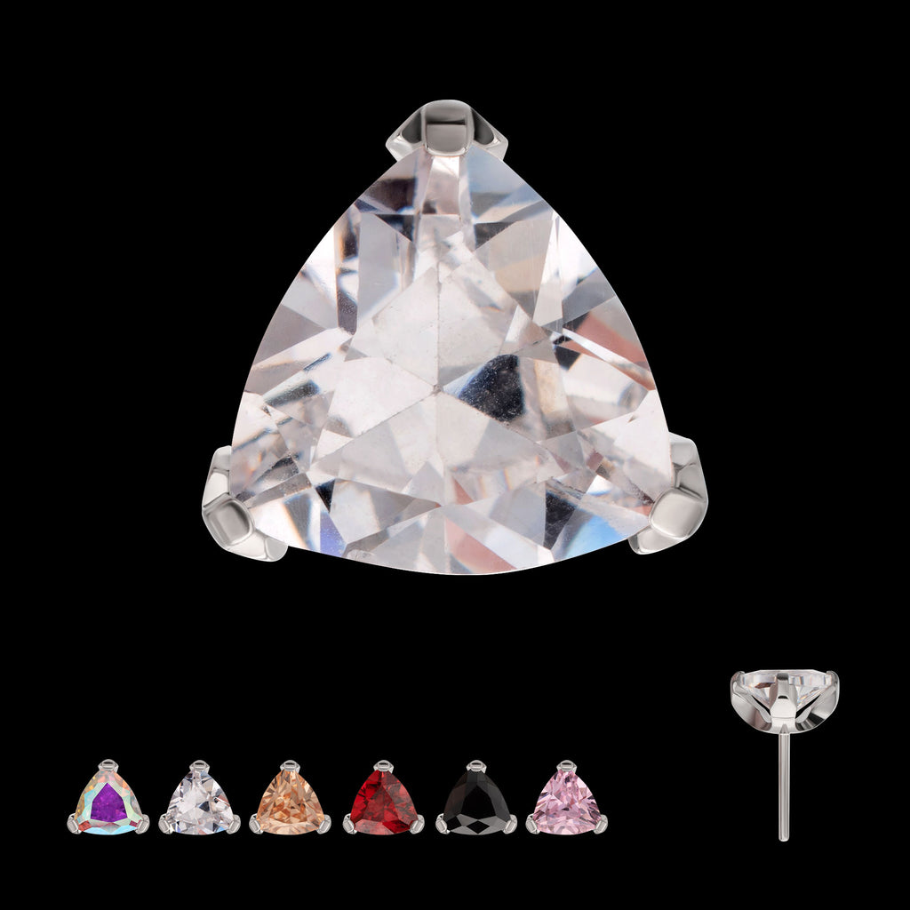 Prong Set Trillion Cut Gem Flatback Stud Earring / Nosering - Gem in Titanium