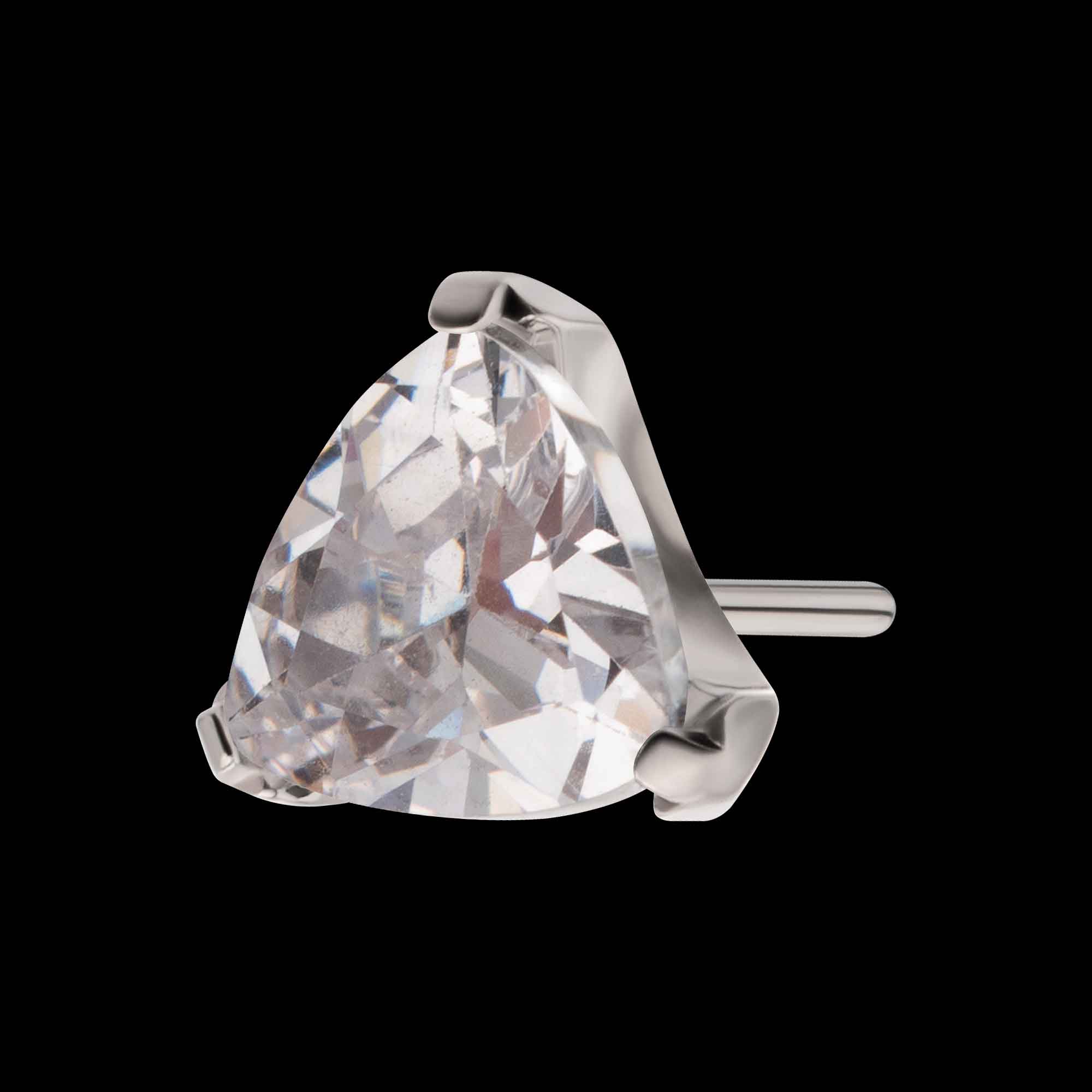 Prong Set Trillion Cut Gem Flatback Stud Earring / Nosering - Gem in Titanium