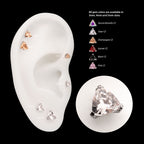 Prong Set Trillion Cut Gem Flatback Stud Earring / Nosering - Gem in Titanium