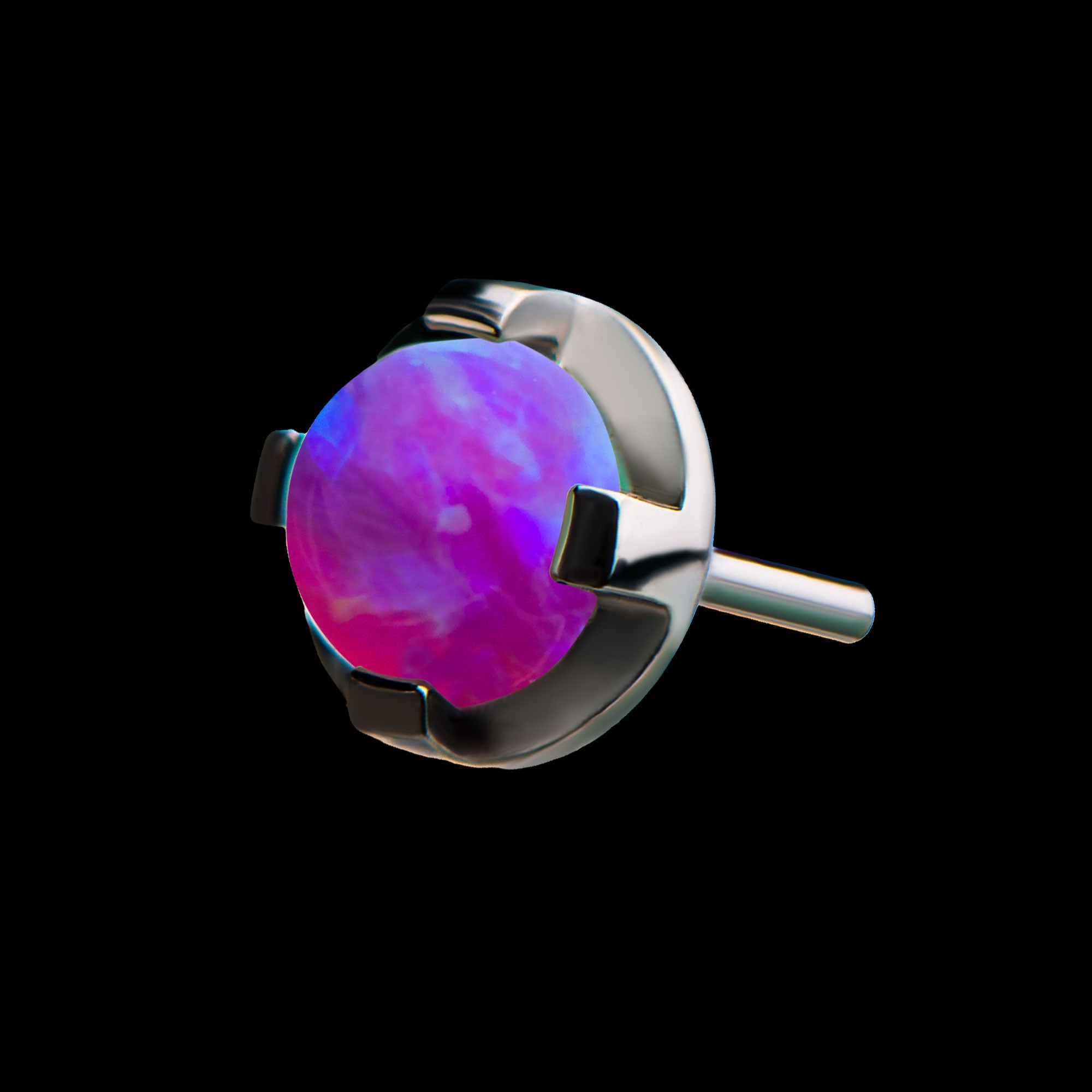 Synthetic Opal Prong Set s Flatback Stud Earring / Nosering - Synthetic Opal & Opal in Titanium