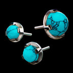 Synthetic Turquoise Prong Set s Flatback Stud Earring / Nosering - Titanium