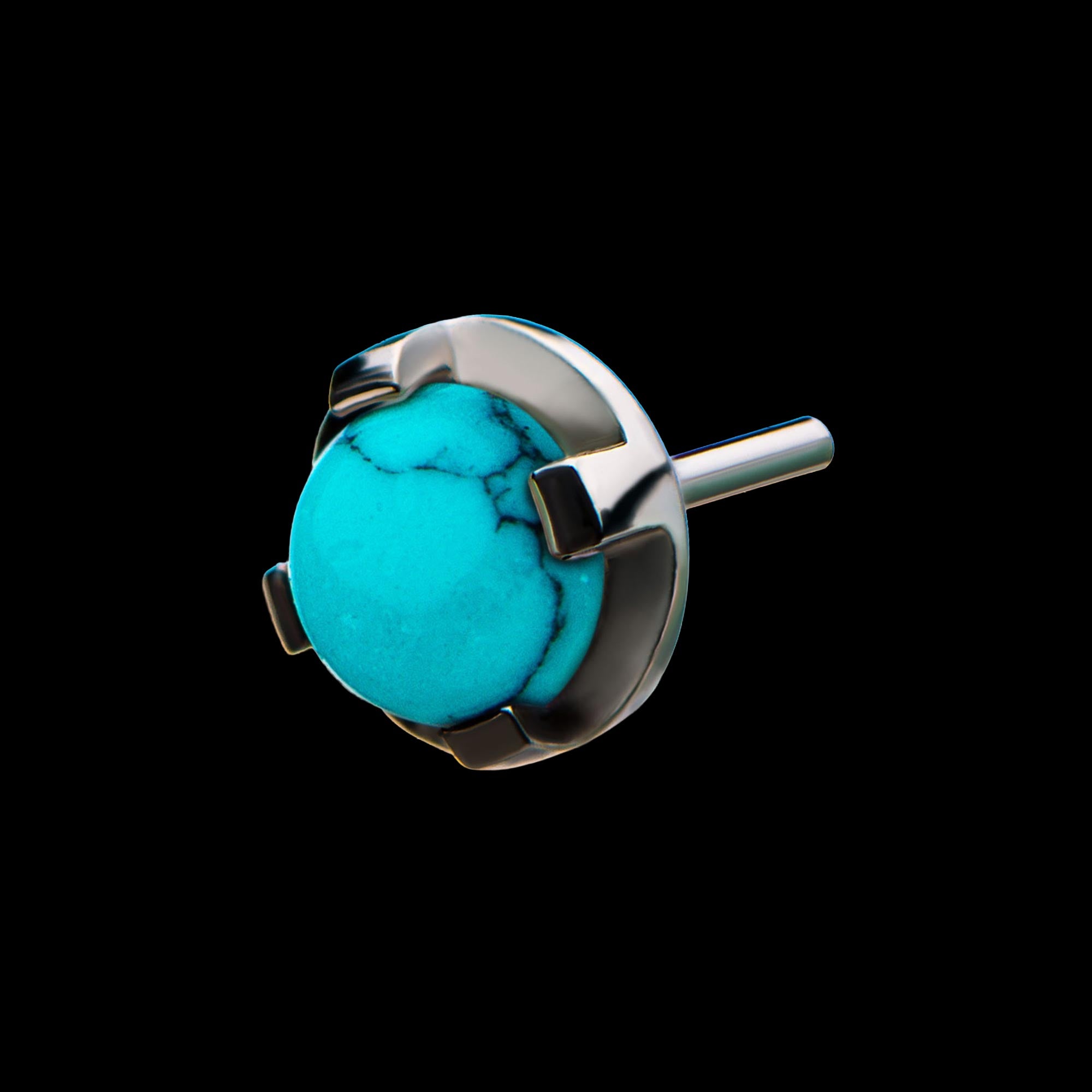 Synthetic Turquoise Prong Set s Flatback Stud Earring / Nosering - Titanium