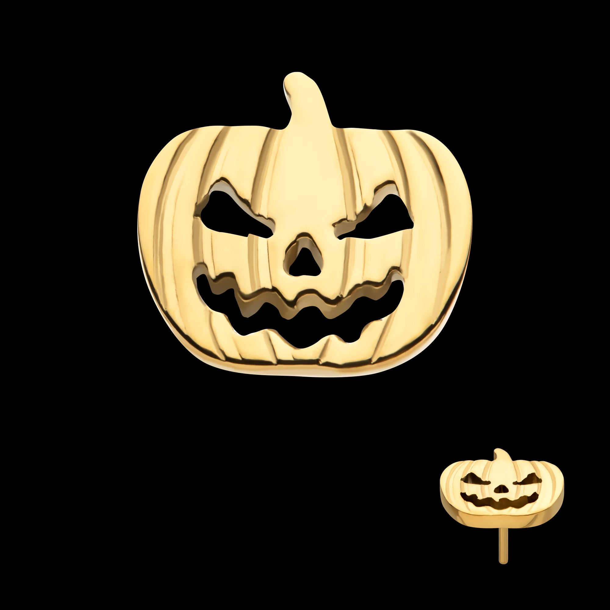 Pumpkin Flatback Stud Earring / Nosering - 24Kt Gold PVD Titanium