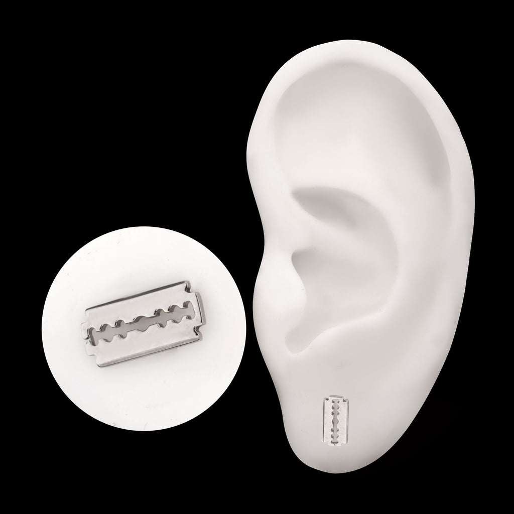 Razor Blade Flatback Stud Earring / Nosering - Titanium