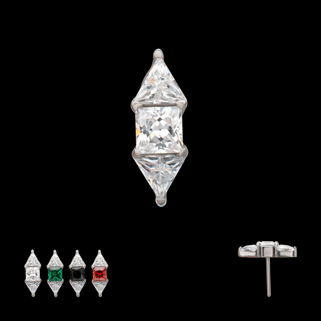 Tri-Linear Gem Cluster Flatback Stud Earring / Nosering - Gem in Titanium