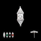 Tri-Linear Gem Cluster Flatback Stud Earring / Nosering - Gem in Titanium