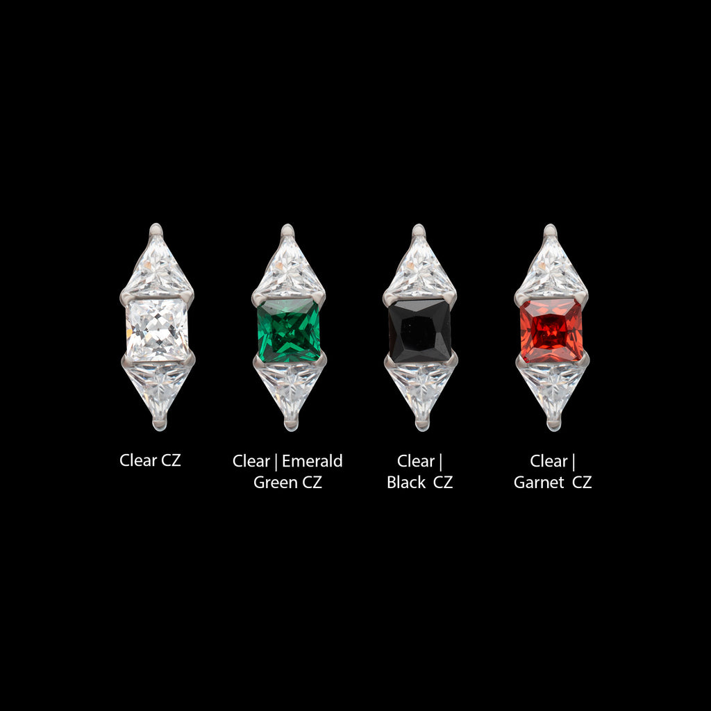Tri-Linear Gem Cluster Flatback Stud Earring / Nosering - Gem in Titanium