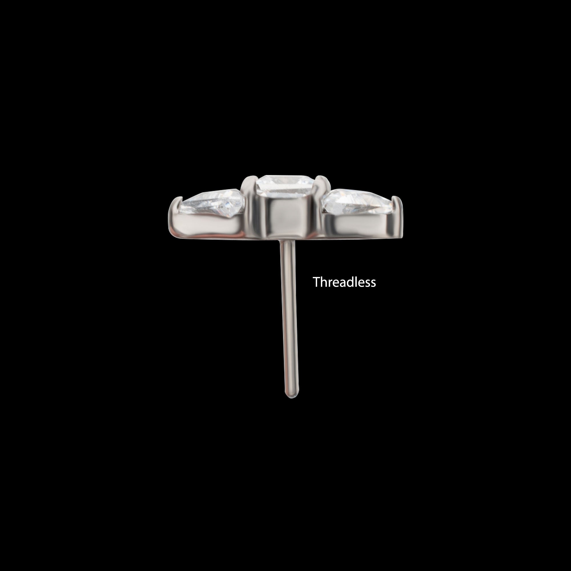 Tri-Linear Gem Cluster Flatback Stud Earring / Nosering - Gem in Titanium