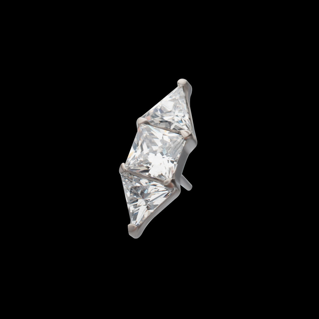 Tri-Linear Gem Cluster Flatback Stud Earring / Nosering - Gem in Titanium