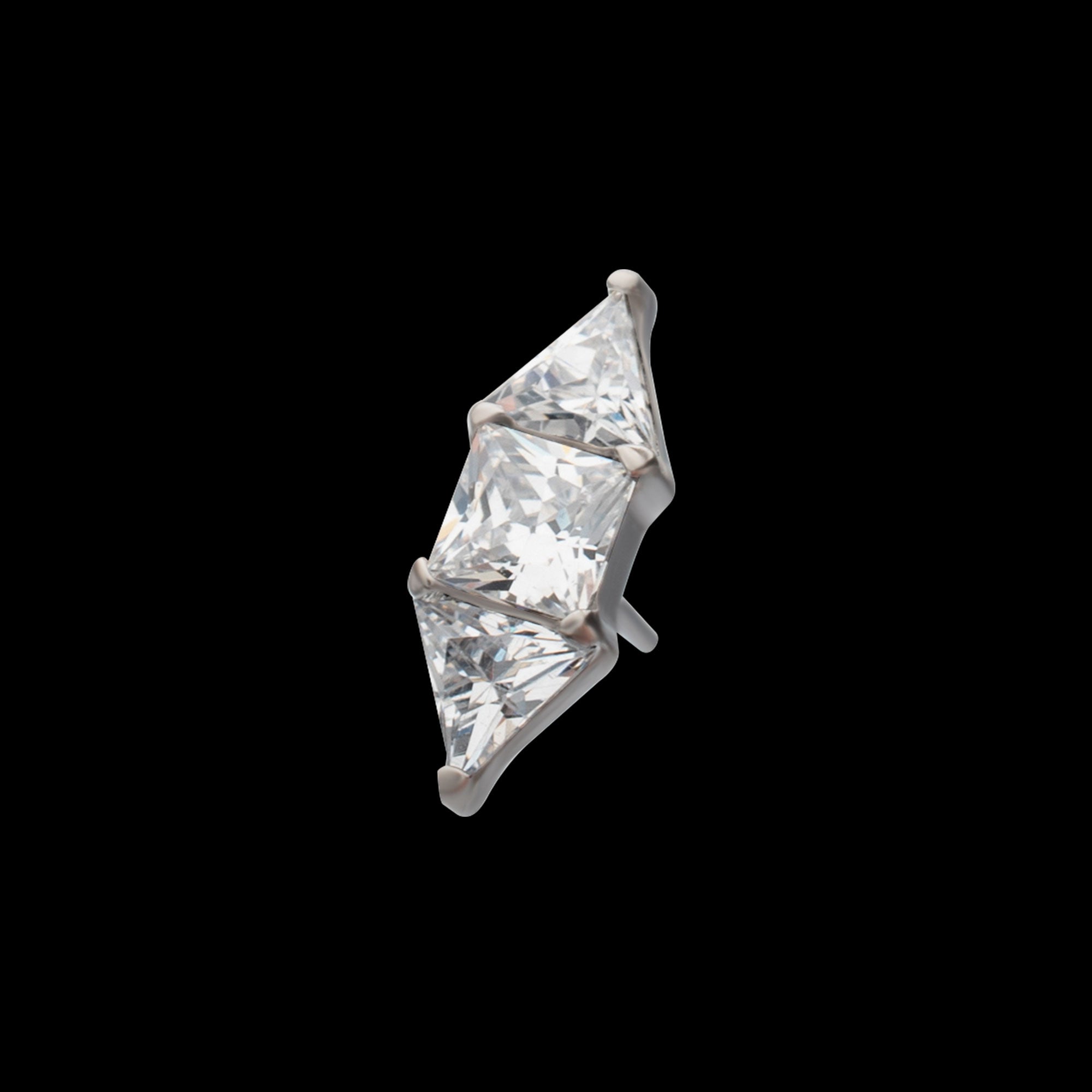 Tri-Linear Gem Cluster Flatback Stud Earring / Nosering - Gem in Titanium