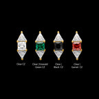 Tri-Linear Gem Cluster Flatback Stud Earring / Nosering - Gem in 24Kt Gold PVD Titanium