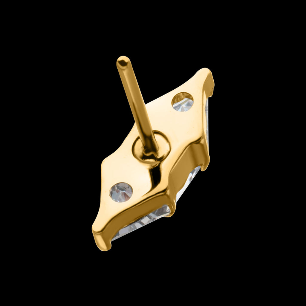Tri-Linear Gem Cluster Flatback Stud Earring / Nosering - Gem in 24Kt Gold PVD Titanium