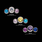 Bi-Trans-Pan Bezel Set CZ 3-Cluster Side Facing Flatback Stud Earring / Nosering - CZ in Titanium