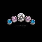 Transgender Bezel Set CZ 5-Cluster Side Facing Flatback Stud Earring / Nosering - CZ in Titanium