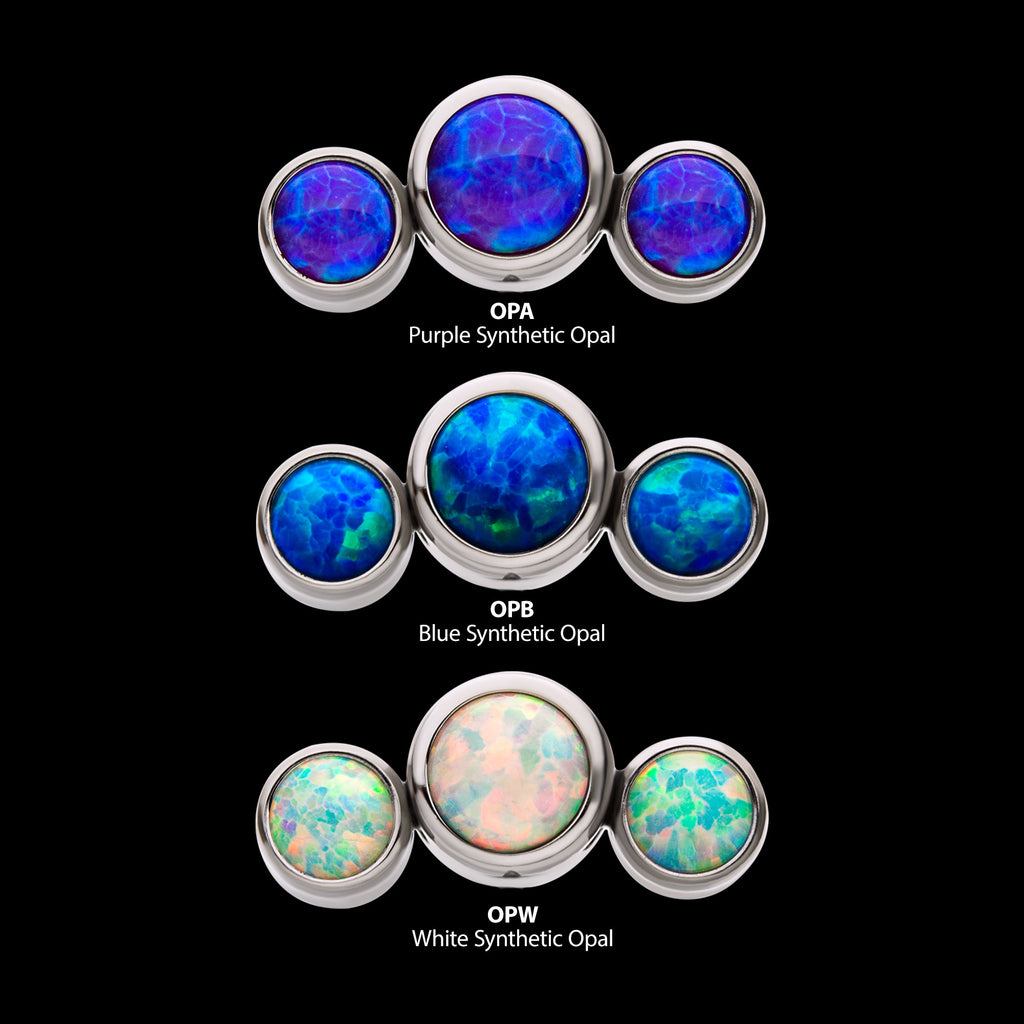 Bezel Set Multi-Color Opal 3-Cluster Side Facing Flatback Stud Earring / Nosering - Opal in Titanium