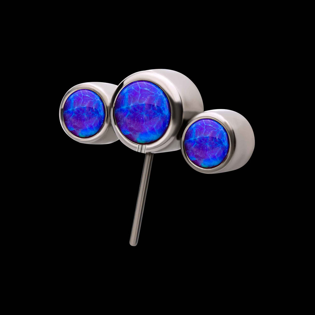 Bezel Set Multi-Color Opal 3-Cluster Side Facing Flatback Stud Earring / Nosering - Opal in Titanium