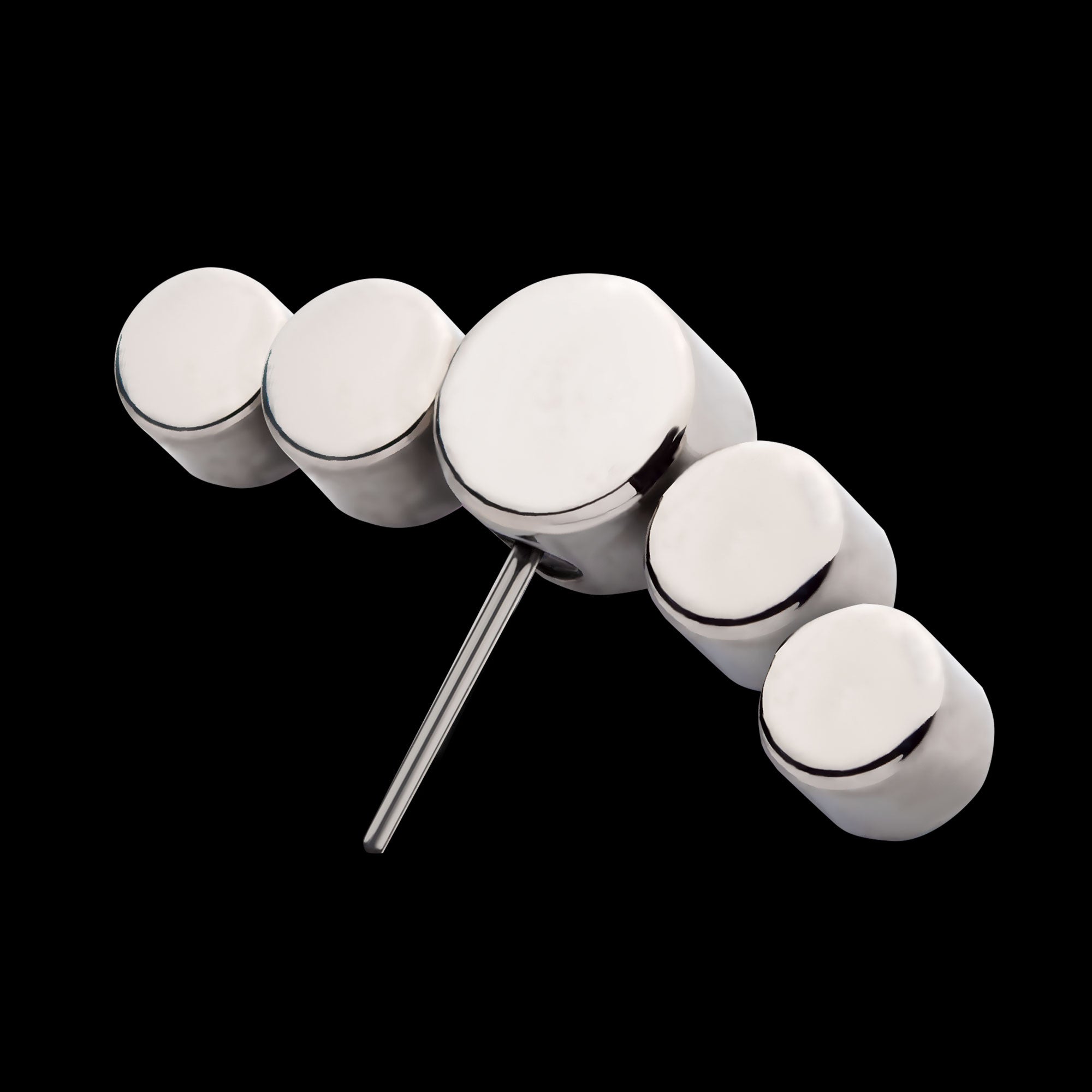 Bezel Set Multi-Color CZ 5-Cluster Side Facing Flatback Stud Earring / Nosering - CZ in Titanium