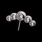 Bezel Set Multi-Color CZ 5-Cluster Side Facing Flatback Stud Earring / Nosering - CZ in Titanium