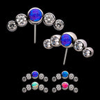 Bezel Set Multi-Color CZ/Opal 5-Cluster Side Facing Flatback Stud Earring / Nosering - Opal & CZ & Opal & CZ in Titanium