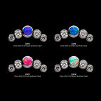 Bezel Set Multi-Color CZ/Opal 5-Cluster Side Facing Flatback Stud Earring / Nosering - Opal & CZ & Opal & CZ in Titanium
