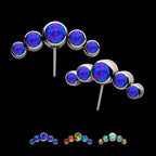 Bezel Set Multi-Color Opal 5-Cluster Side Facing Flatback Stud Earring / Nosering - Opal in Titanium