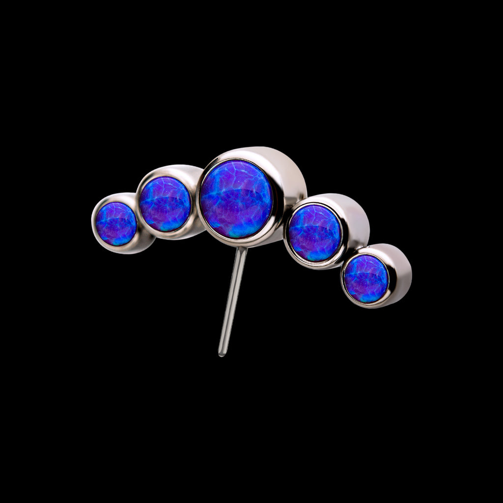 Bezel Set Multi-Color Opal 5-Cluster Side Facing Flatback Stud Earring / Nosering - Opal in Titanium