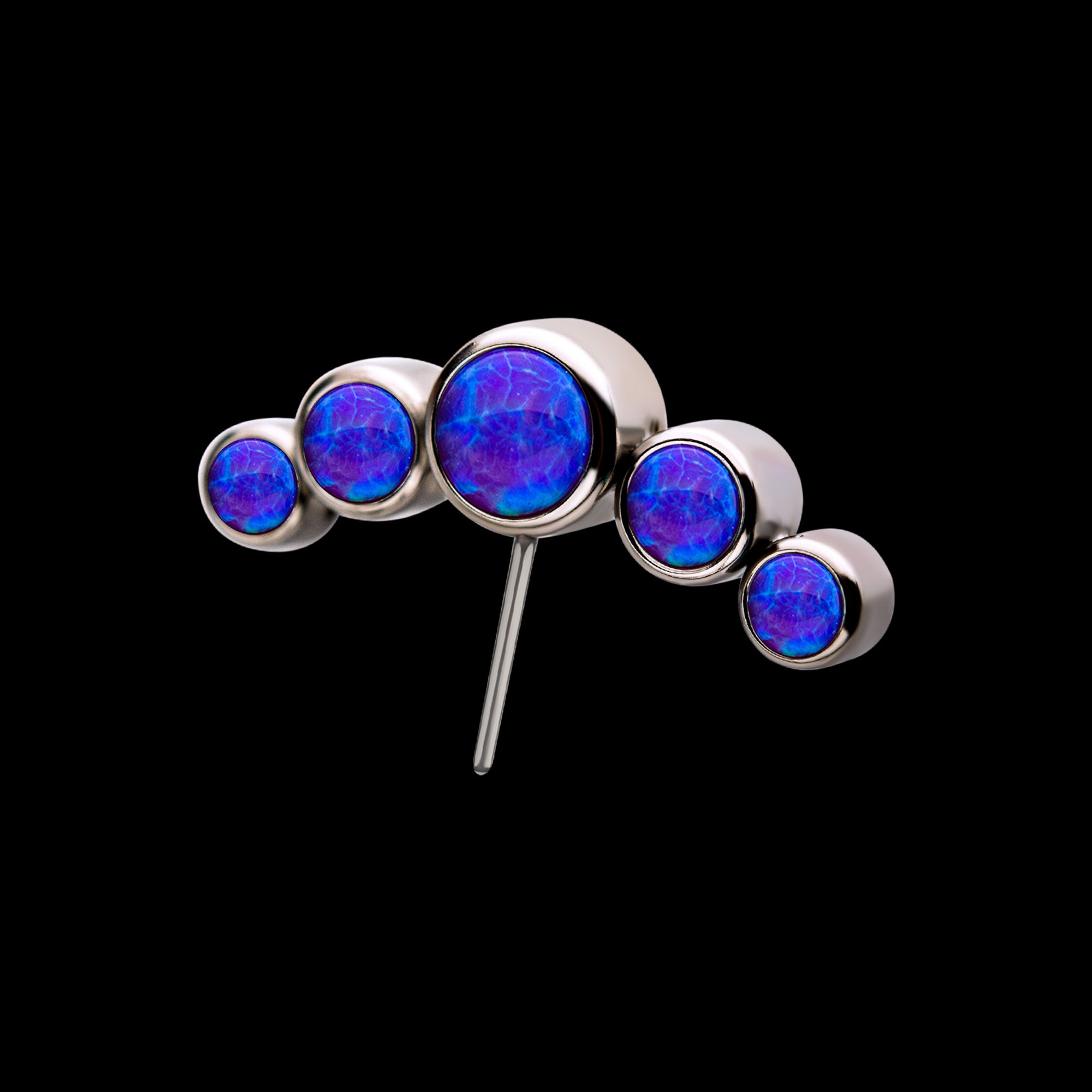 Bezel Set Multi-Color Opal 5-Cluster Side Facing Flatback Stud Earring / Nosering - Opal in Titanium