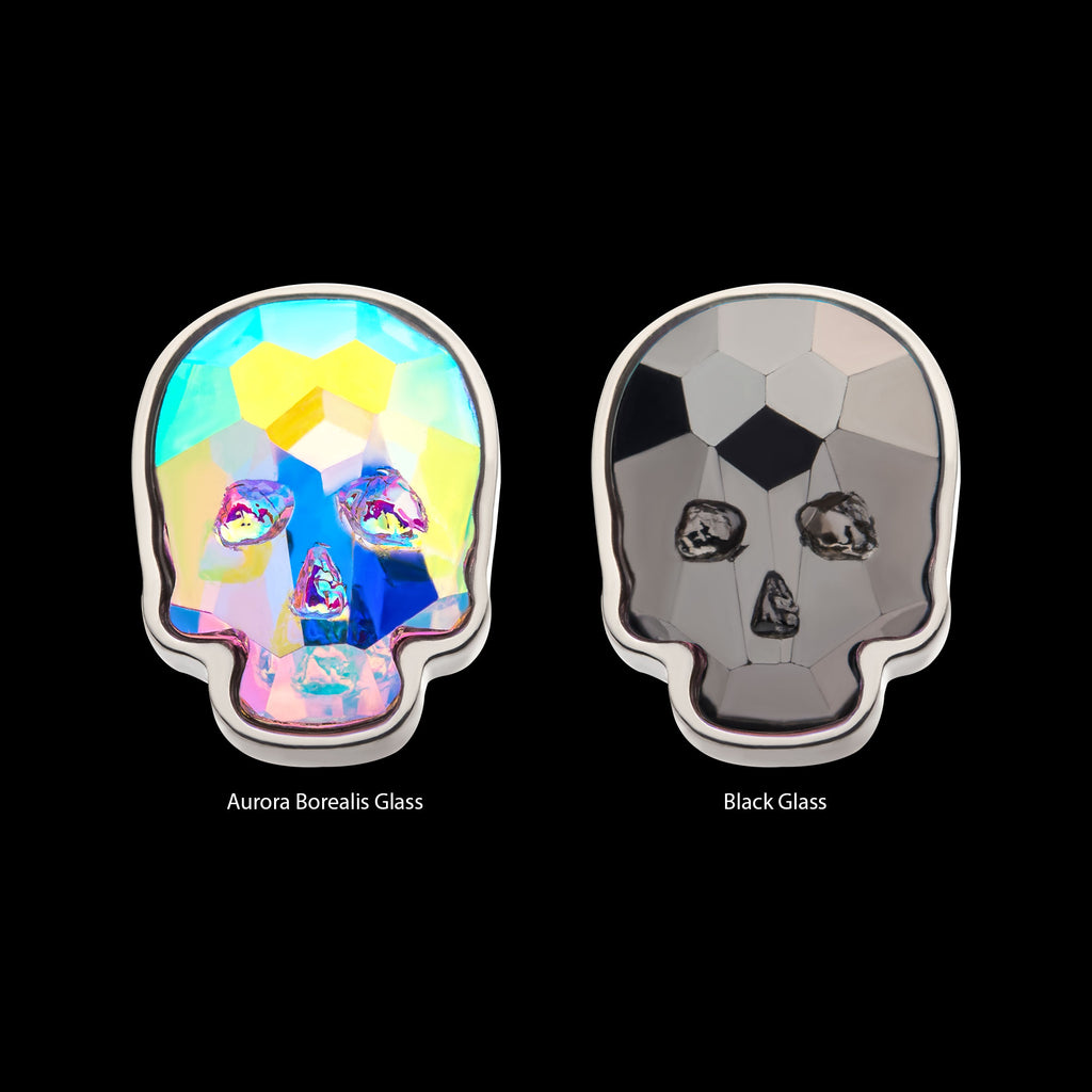 Skull Glass Flatback Stud Earring / Nosering - Titanium