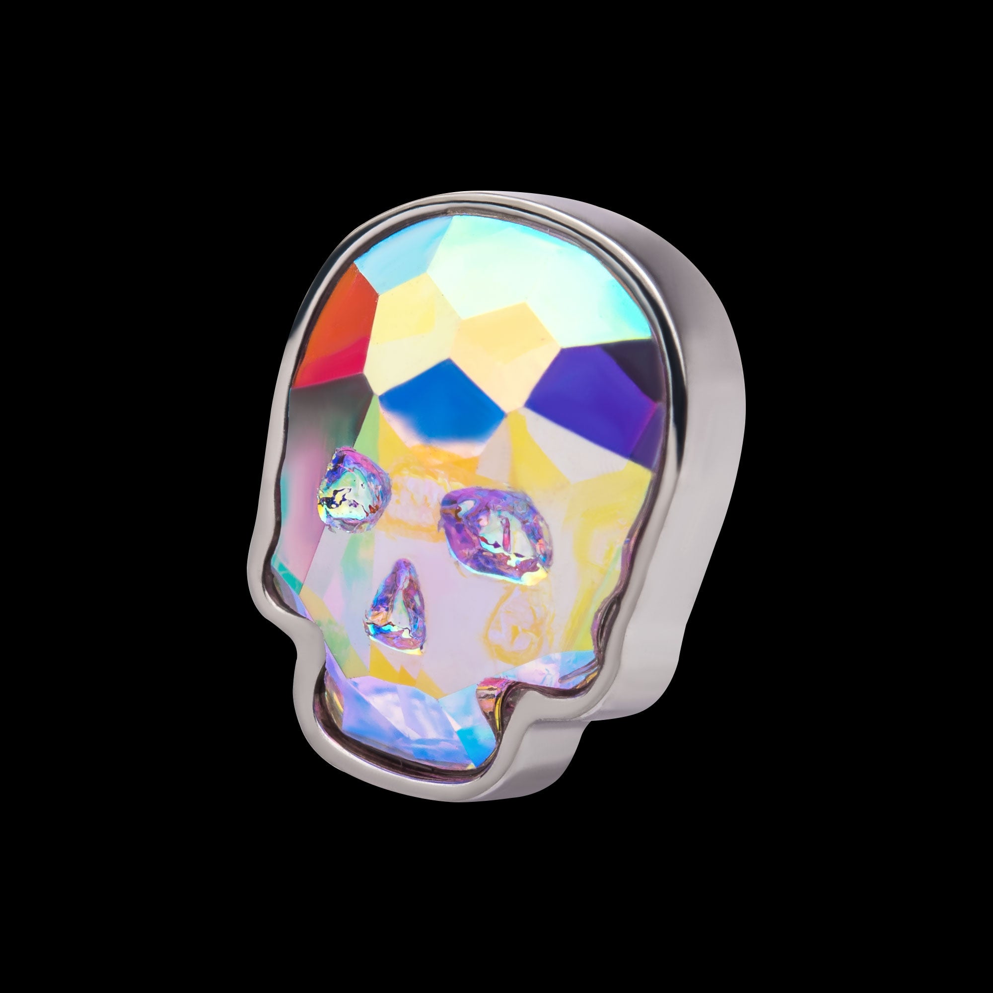 Skull Glass Flatback Stud Earring / Nosering - Titanium