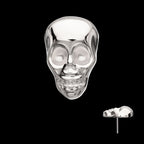 3D Skull Head Flatback Stud Earring / Nosering - Titanium