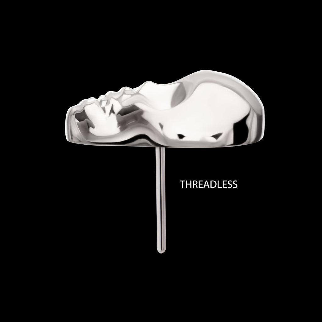 3D Skull Head Flatback Stud Earring / Nosering - Titanium