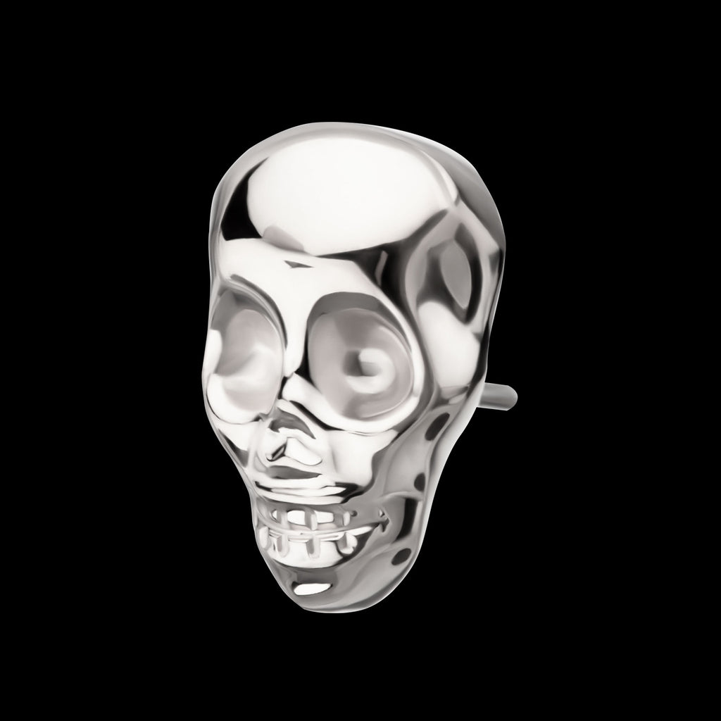 3D Skull Head Flatback Stud Earring / Nosering - Titanium