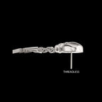 Skull with Spike & Lightning Bolt Dangle Chain Flatback Stud Earring / Nosering - Titanium
