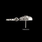 Skull with Crossbone Dangle Flatback Stud Earring / Nosering - Titanium