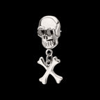 Skull with Crossbone Dangle Flatback Stud Earring / Nosering - Titanium